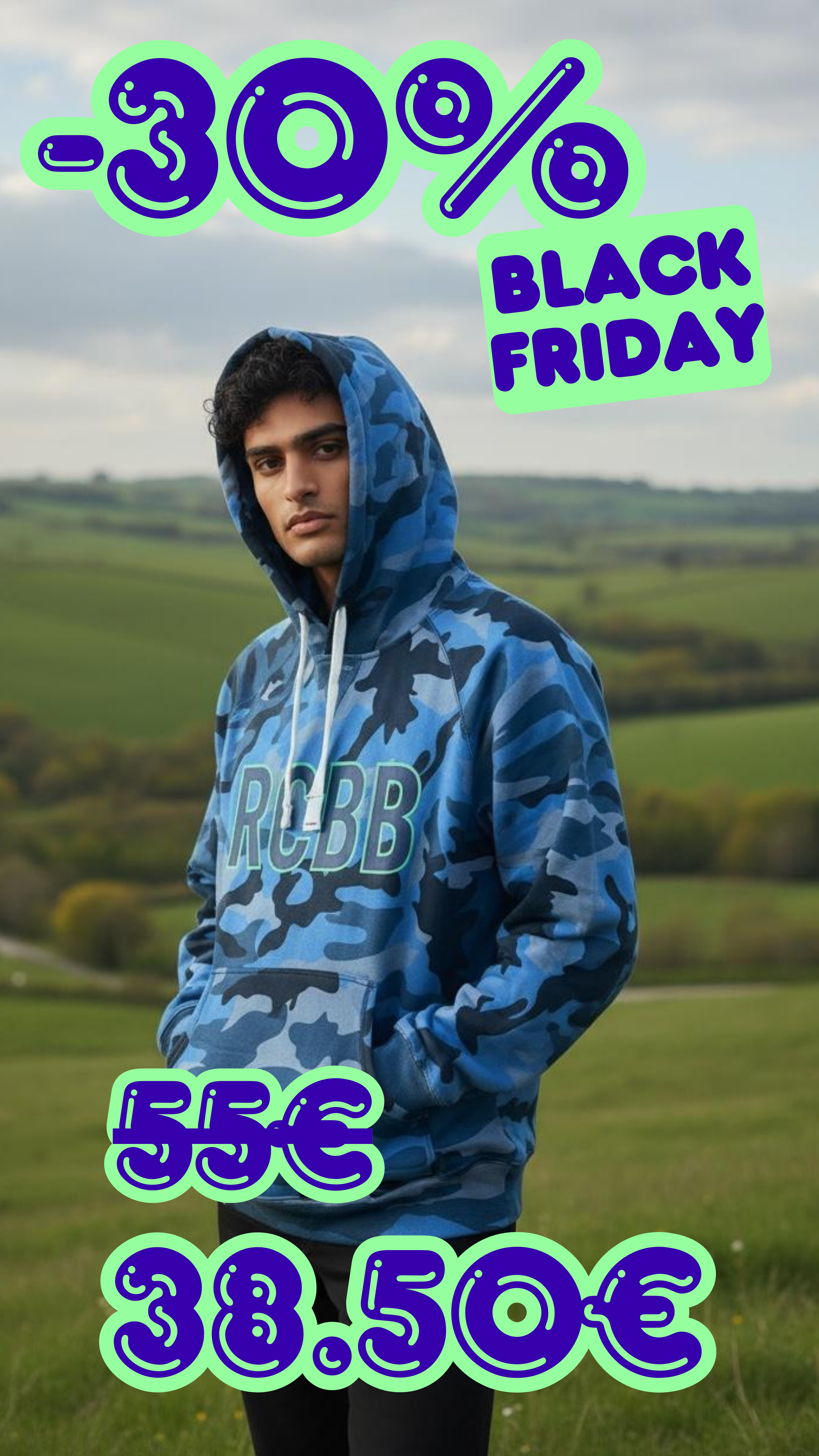 Sweat-shirt "RCBB" camouflage bleu