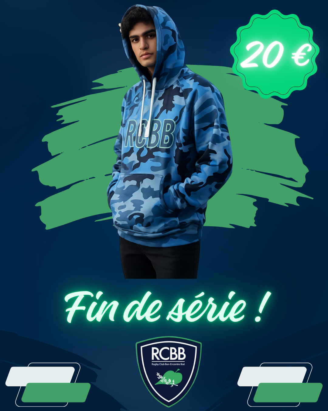 Sweat-shirt "RCBB" camouflage bleu